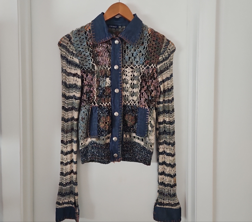 Multicolor Handmade Crochet Knit Button-Up Jacket